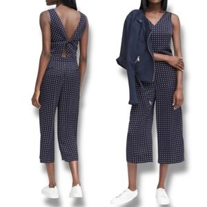 Banana Republic Navy and White Polka Dot Jumpsuit Size 8